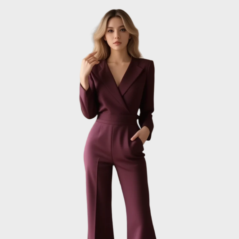 Elegant vid ben Jumpsuit med V-ringad för kvinnor - Rhetra