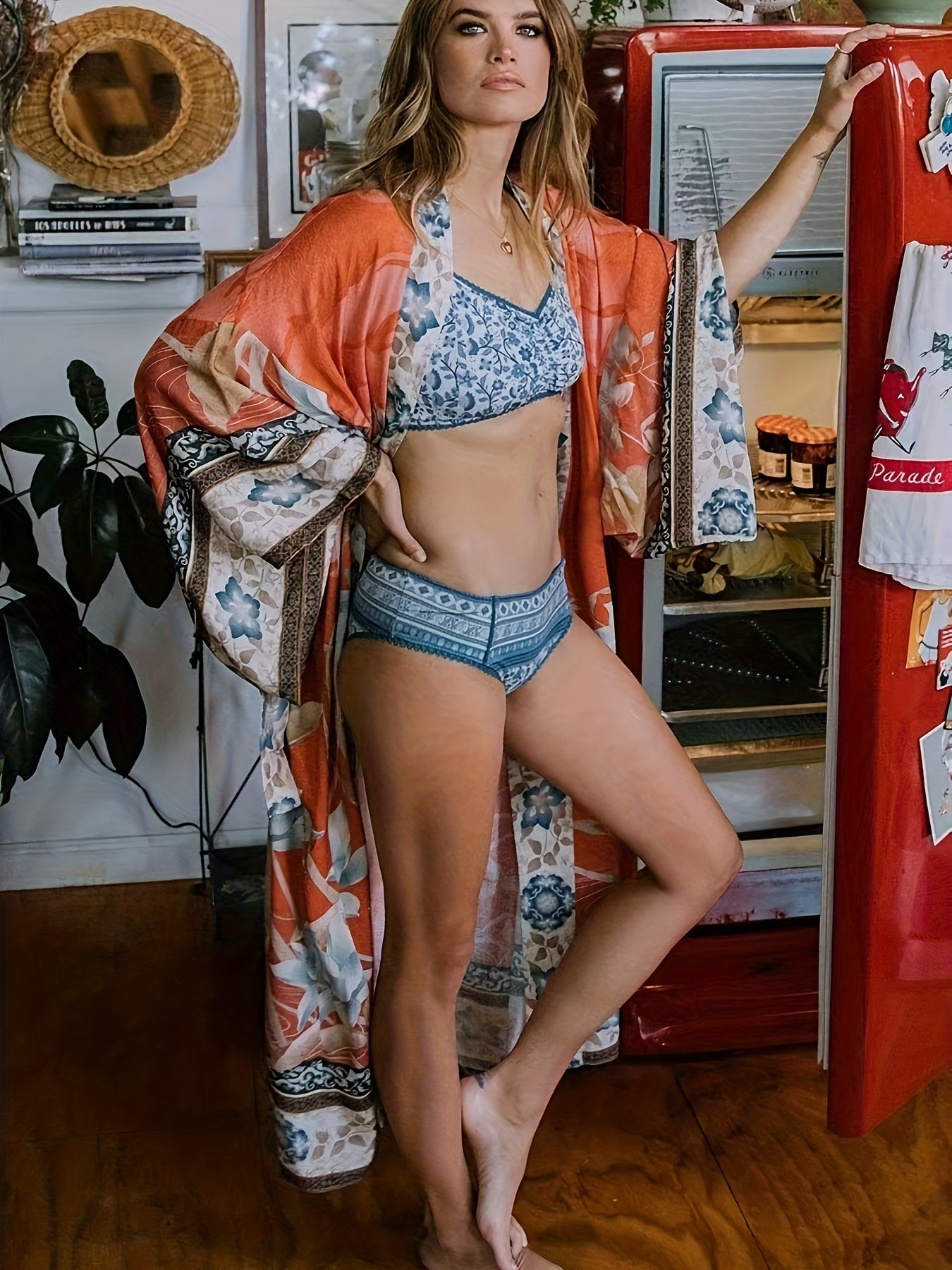 Livlig Kimono Stil Strandöverdrag för kvinnor - Mejera