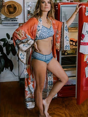 Livlig Kimono Stil Strandöverdrag för kvinnor - Mejera