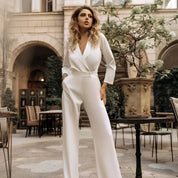 Elegant vid ben Jumpsuit med V-ringad för kvinnor - Rhetra