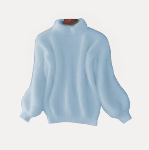 Löst stickad enfärgad tröja - vintage angoratröja - Yibna