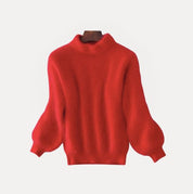 Löst stickad enfärgad tröja - vintage angoratröja - Yibna
