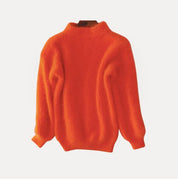 Löst stickad enfärgad tröja - vintage angoratröja - Yibna