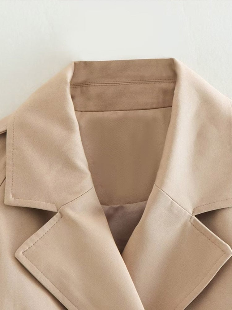 Trendig Kort Trenchcoat För Kvinnor | Glissele