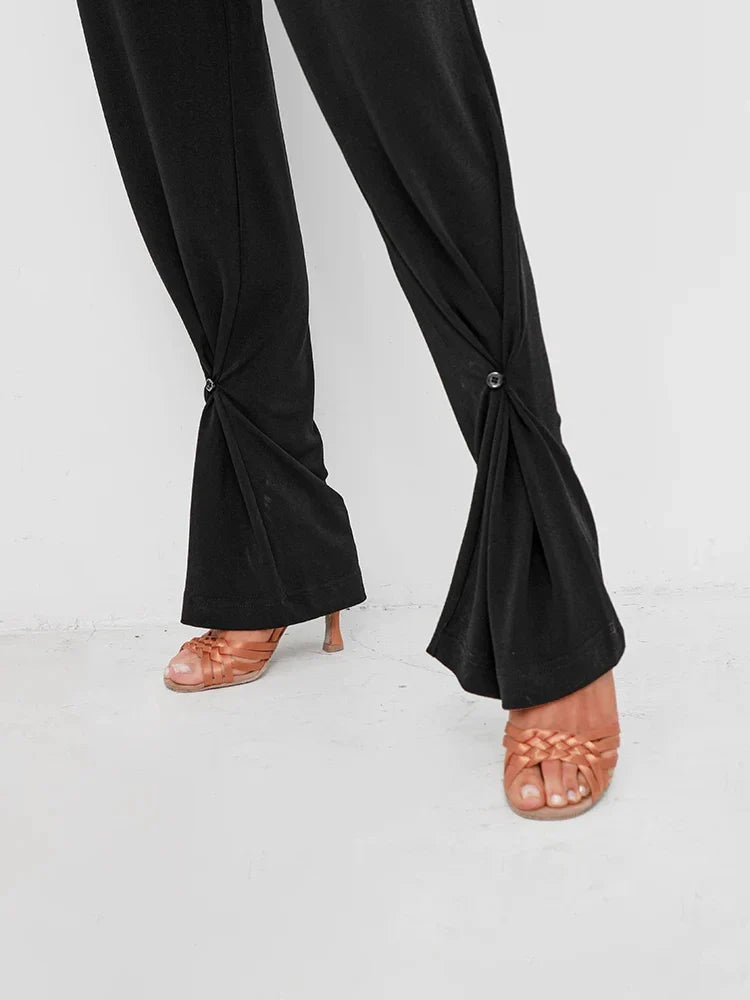 Stretchiga dansbyxor med hög midja och elegant balklänningsinspirerat mönster | Marica