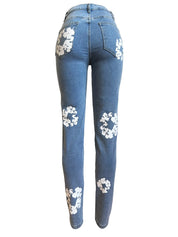 Daisy Printade Jeans Med Hög Midja | Alona