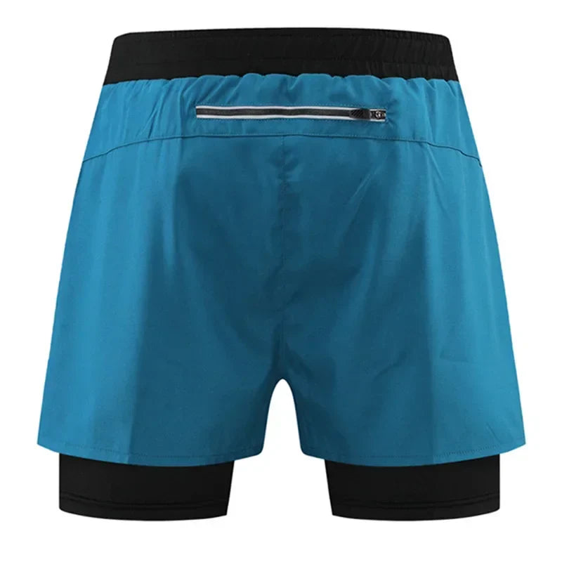 2-i-1 Herrar Shorts med Ficka för Strand, Vandring och Maraton | Edis