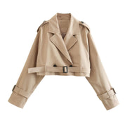 Trendig Kort Trenchcoat För Kvinnor | Glissele
