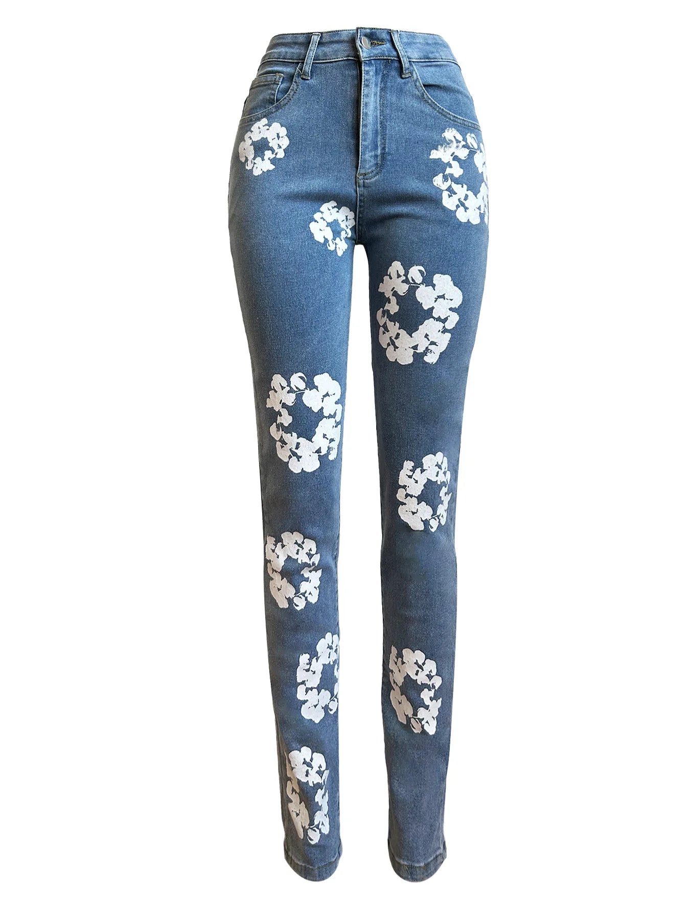 Daisy Printade Jeans Med Hög Midja | Alona