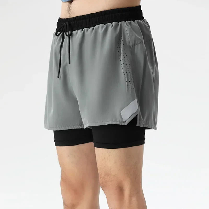 2-i-1 Herrar Shorts med Ficka för Strand, Vandring och Maraton | Edis