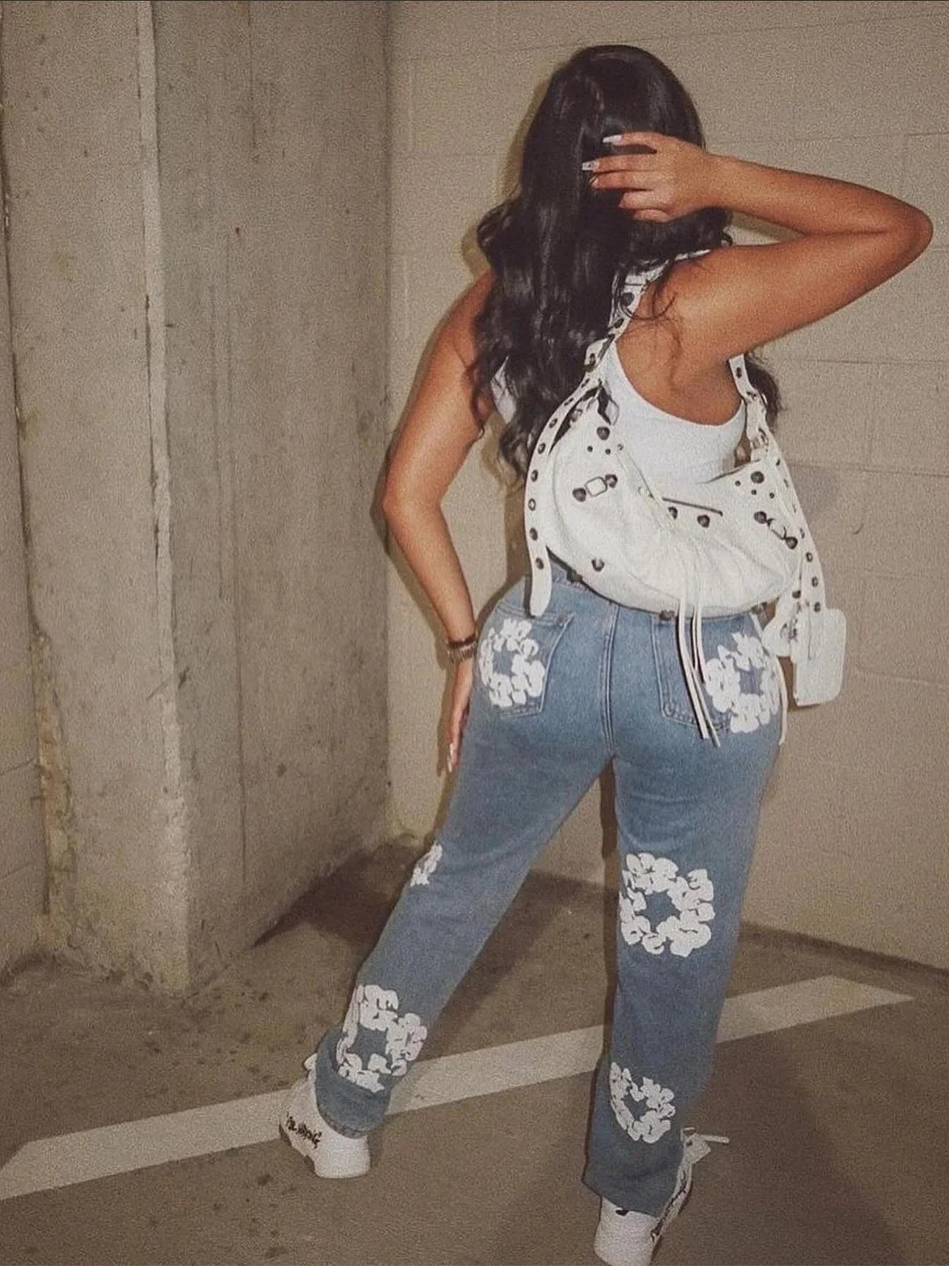 Daisy Printade Jeans Med Hög Midja | Alona