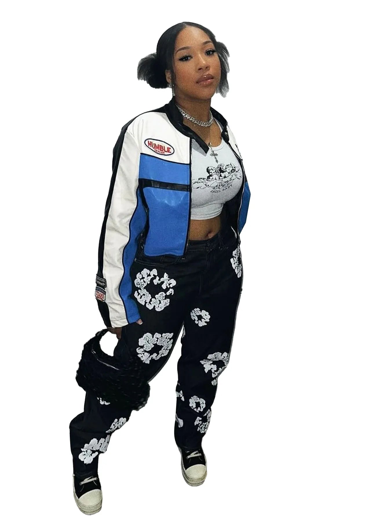 Daisy Printade Jeans Med Hög Midja | Alona