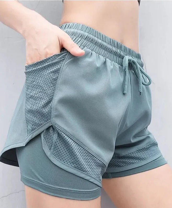 Sommarsportshorts med Hög Midja för Kvinnor | Snabbtorkande Fitnessshorts som Andas - Siyam