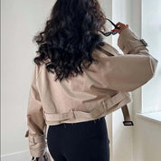 Trendig Kort Trenchcoat För Kvinnor | Glissele