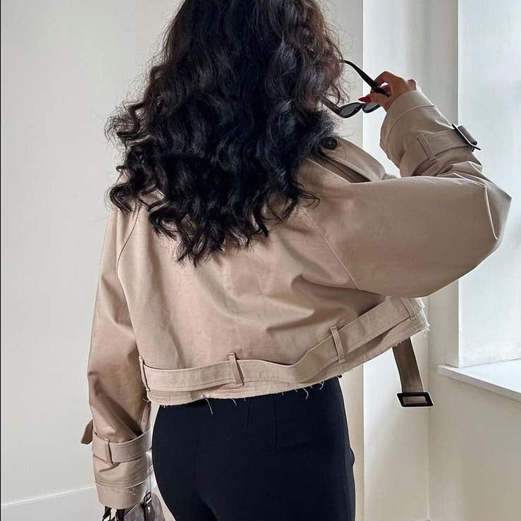 Trendig Kort Trenchcoat För Kvinnor | Glissele