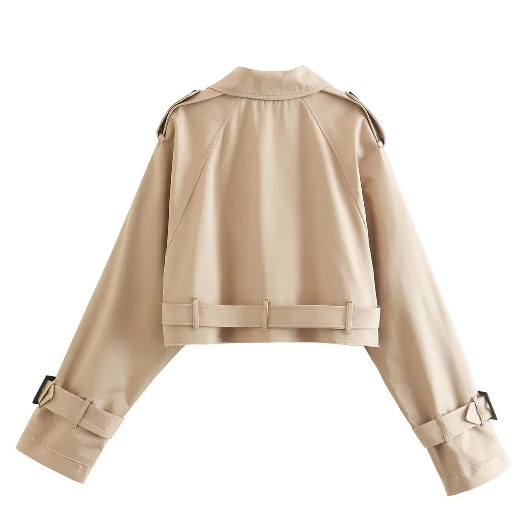 Trendig Kort Trenchcoat För Kvinnor | Glissele