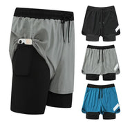 2-i-1 Herrar Shorts med Ficka för Strand, Vandring och Maraton | Edis