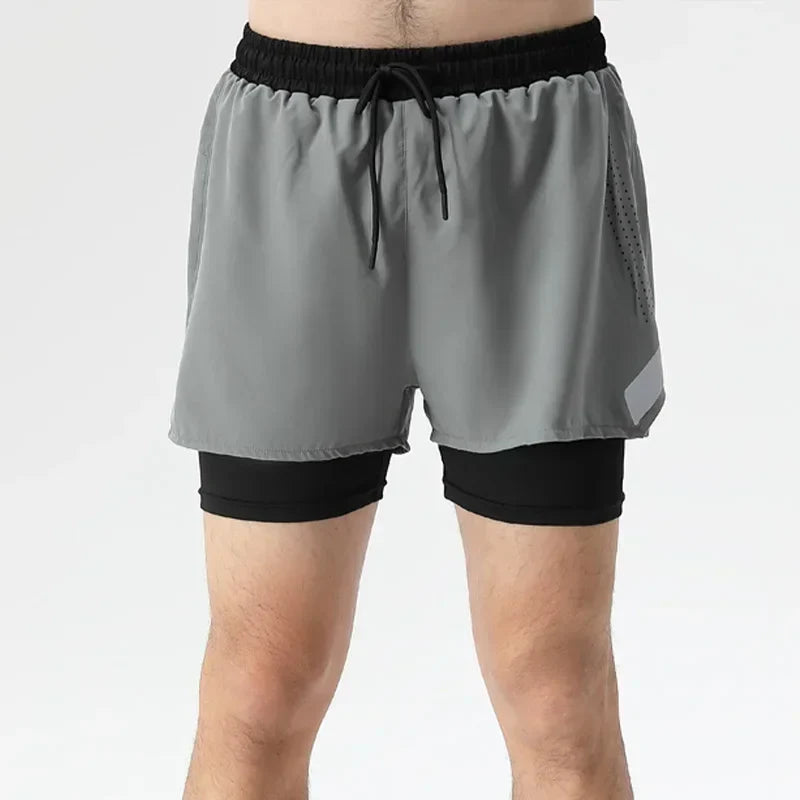 2-i-1 Herrar Shorts med Ficka för Strand, Vandring och Maraton | Edis