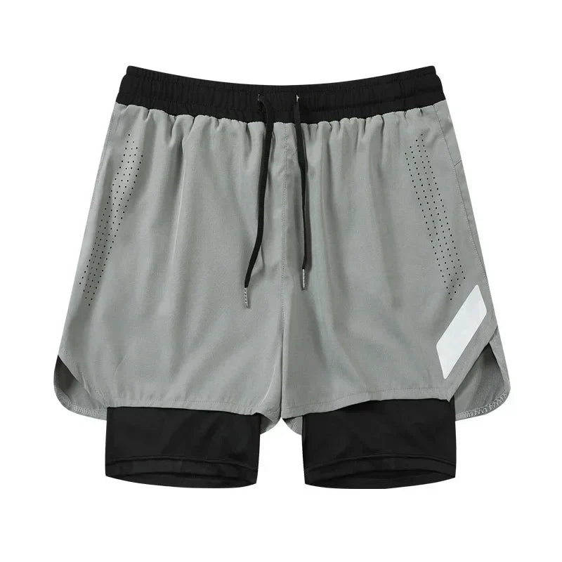 2-i-1 Herrar Shorts med Ficka för Strand, Vandring och Maraton | Edis