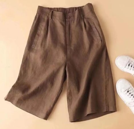 Knälånga shorts av bomullslinne - Lorlei