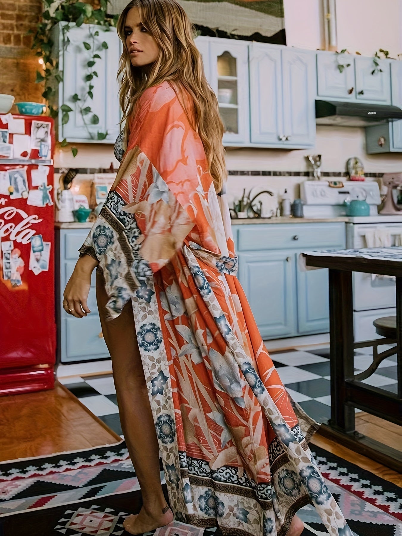 Livlig Kimono Stil Strandöverdrag för kvinnor - Mejera